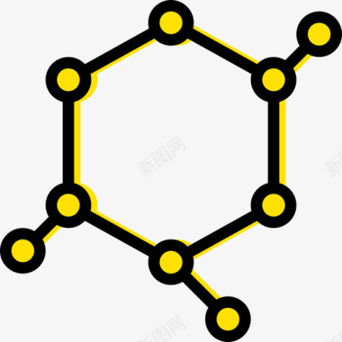黄色分子18个科学图标图标