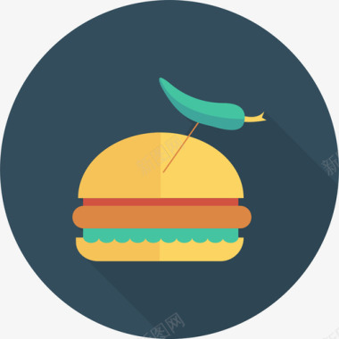 汉堡食品和饮料22圆形图标图标