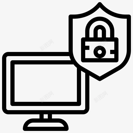 电脑保护台式电脑电子产品图标svg_新图网 https://ixintu.com 台式电脑 安全 挂锁 电子产品 电脑保护
