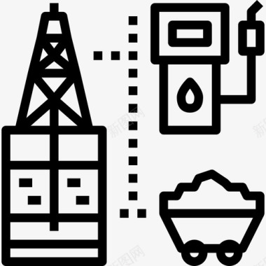 化石燃料能源17线性图标图标