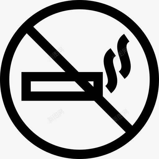 禁止吸烟禁止信号3线性图标svg_新图网 https://ixintu.com 禁止信号3 禁止吸烟 线性