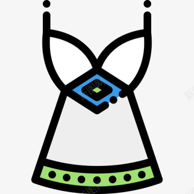 连衣裙波西米亚风格2线性颜色图标图标