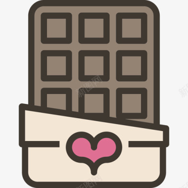 巧克力情人节的颜色线性颜色图标图标