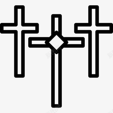 十字架节假日28直线图标图标