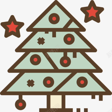圣诞树圣诞88线形颜色图标图标