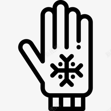 手套冬季运动10线状图标图标