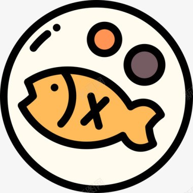 鱼亚洲餐厅原色图标图标