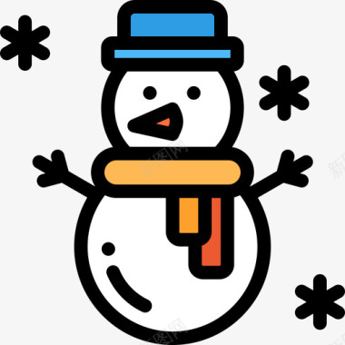 雪人圣诞70线性颜色图标图标