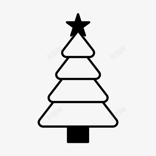 圣诞树新年星星图标svg_新图网 https://ixintu.com 圣诞树 圣诞节 新年 星星