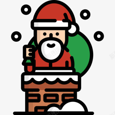 圣诞老人圣诞106线性颜色图标图标