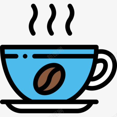 咖啡杯巴西嘉年华8线性颜色图标图标