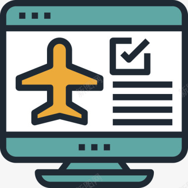 办理登机手续航空运输2线性颜色图标图标