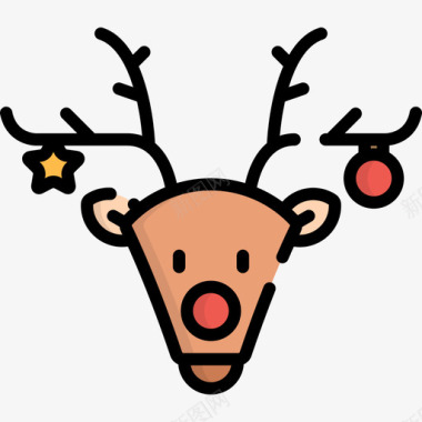 驯鹿圣诞106线性颜色图标图标
