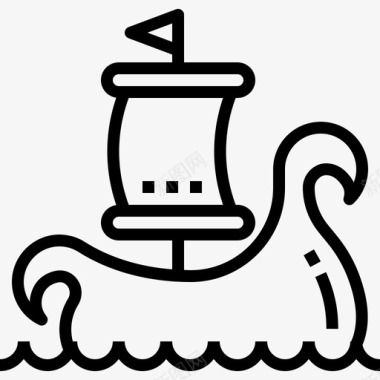 海盗船奇幻维京人游戏2直线图标图标