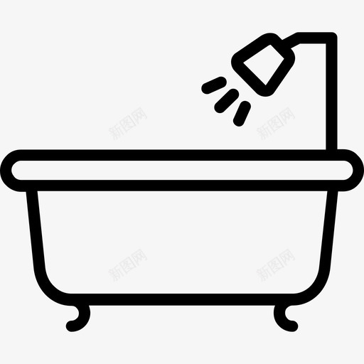 浴缸家庭生活线性图标svg_新图网 https://ixintu.com 家庭生活 浴缸 线性