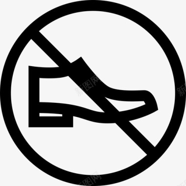 鞋信号禁止3线性图标图标