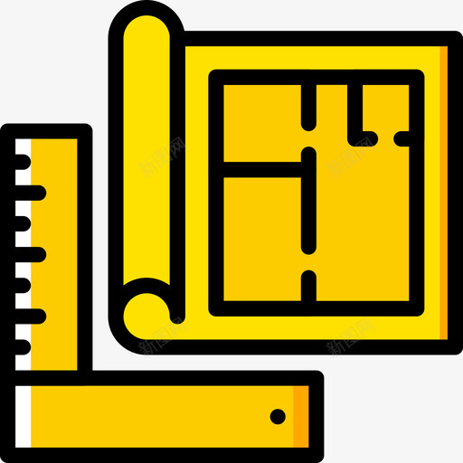 蓝图建筑6黄色图标svg_新图网 https://ixintu.com 建筑6 蓝图 黄色