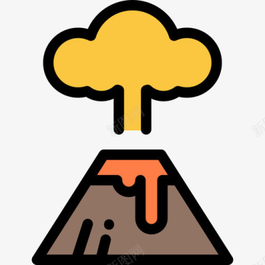 火山自然灾害8线性颜色图标图标