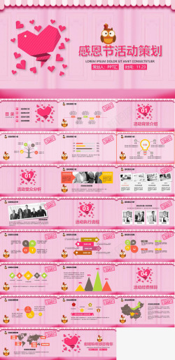 粉红格子粉红感恩节活动策划方案汇报总结