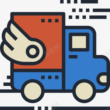 送货车电子商务35线性颜色图标图标