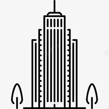 摩天大楼城市20直线型图标图标