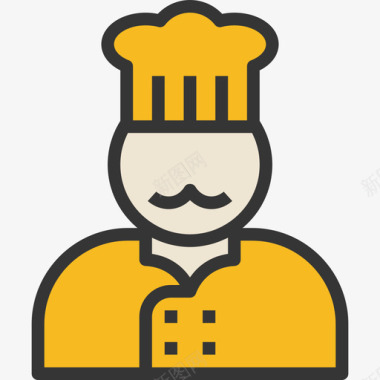 厨师厨房烹饪线性颜色图标图标