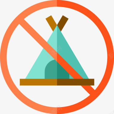 露营信号禁止平坦图标图标