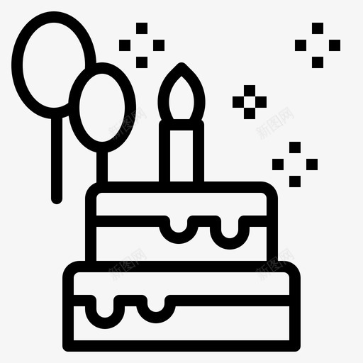 生日蛋糕气球派对图标svg_新图网 https://ixintu.com 宝宝轮廓 小品 气球 派对 生日蛋糕