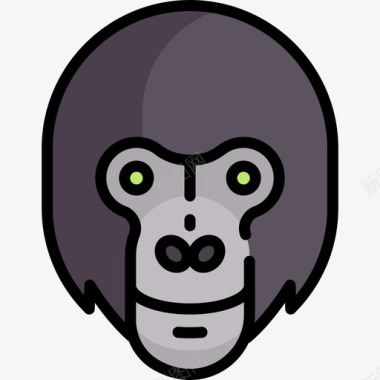 大猩猩动物与自然2线性颜色图标图标
