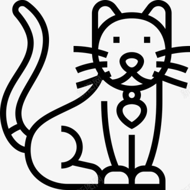 猫埃及符号2直线图标图标