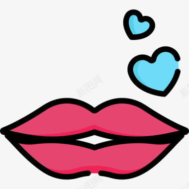 吻情人节30线性颜色图标图标