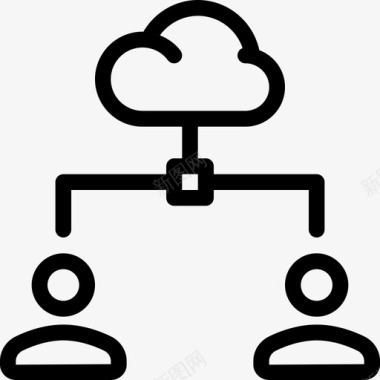 云计算网络共享3线性图标图标