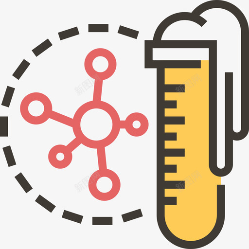 试管生化2黄影图标svg_新图网 https://ixintu.com 生化2 试管 黄影