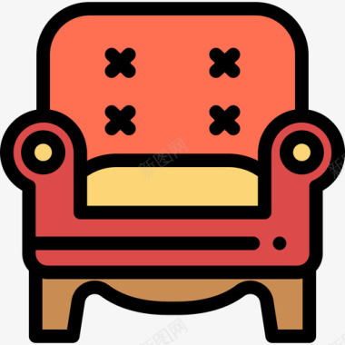 扶手椅复古装饰14线性颜色图标图标