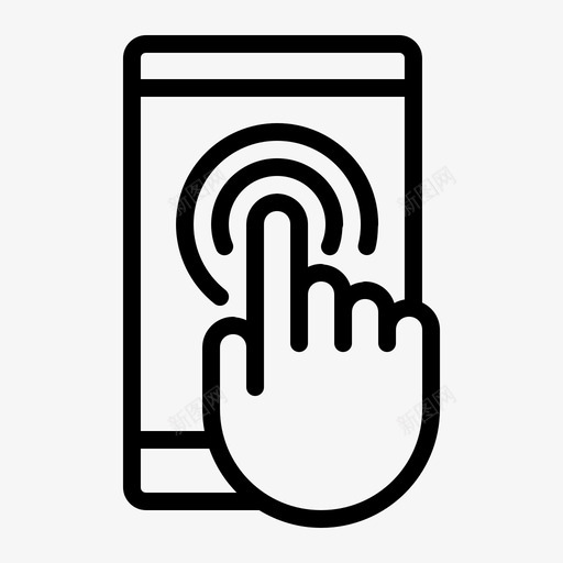 触摸屏指纹手机图标svg_新图网 https://ixintu.com 手机 指纹 智能手机 智能手机轮廓 触摸屏