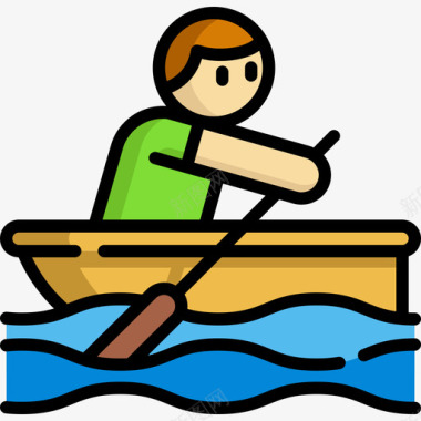 划船运动63线性颜色图标图标