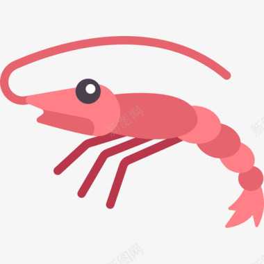 虾动物和自然扁平图标图标