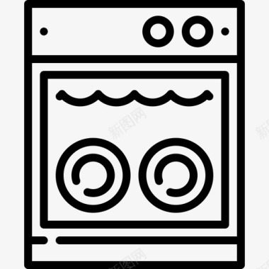 洗碗机水管工工具和元件线性图标图标