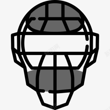 头盔棒球2线颜色图标图标