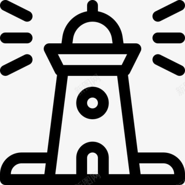 灯塔在村庄3直线图标图标