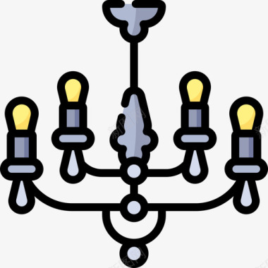 枝形吊灯家具47线性颜色图标图标