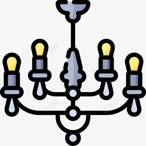 枝形吊灯家具47线性颜色图标svg_新图网 https://ixintu.com 家具47 枝形吊灯 线性颜色