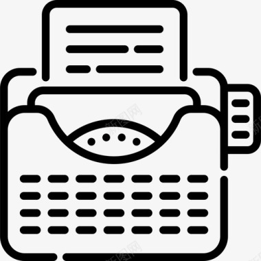 打字机文学直线图标图标