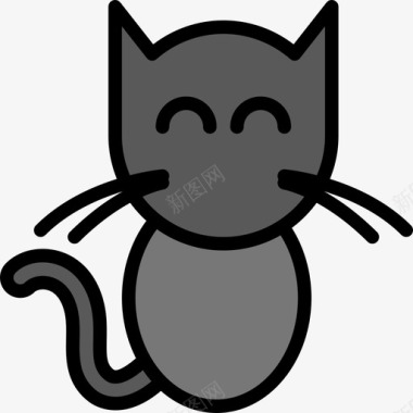 黑猫假日27线性颜色图标图标