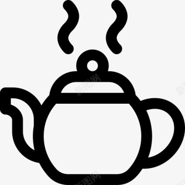 茶壶咖啡店37直线型图标图标