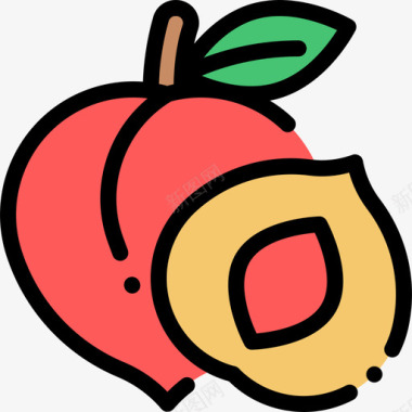 桃子水果和蔬菜6线形颜色图标图标