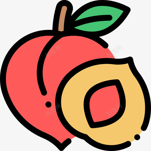 桃子水果和蔬菜6线形颜色图标svg_新图网 https://ixintu.com 桃子 水果和蔬菜6 线形颜色