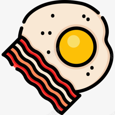 鸡蛋和熏肉早餐原色图标图标