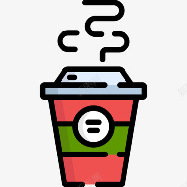 热咖啡冬季23线性颜色图标图标