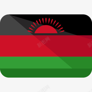 马拉维国旗5平坦图标图标